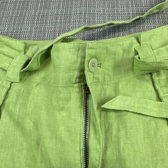 Madewell Shorts Womens size 6 Green Tie Waist 100% Linen Lightweight Comfort New - Picture 3 of 10